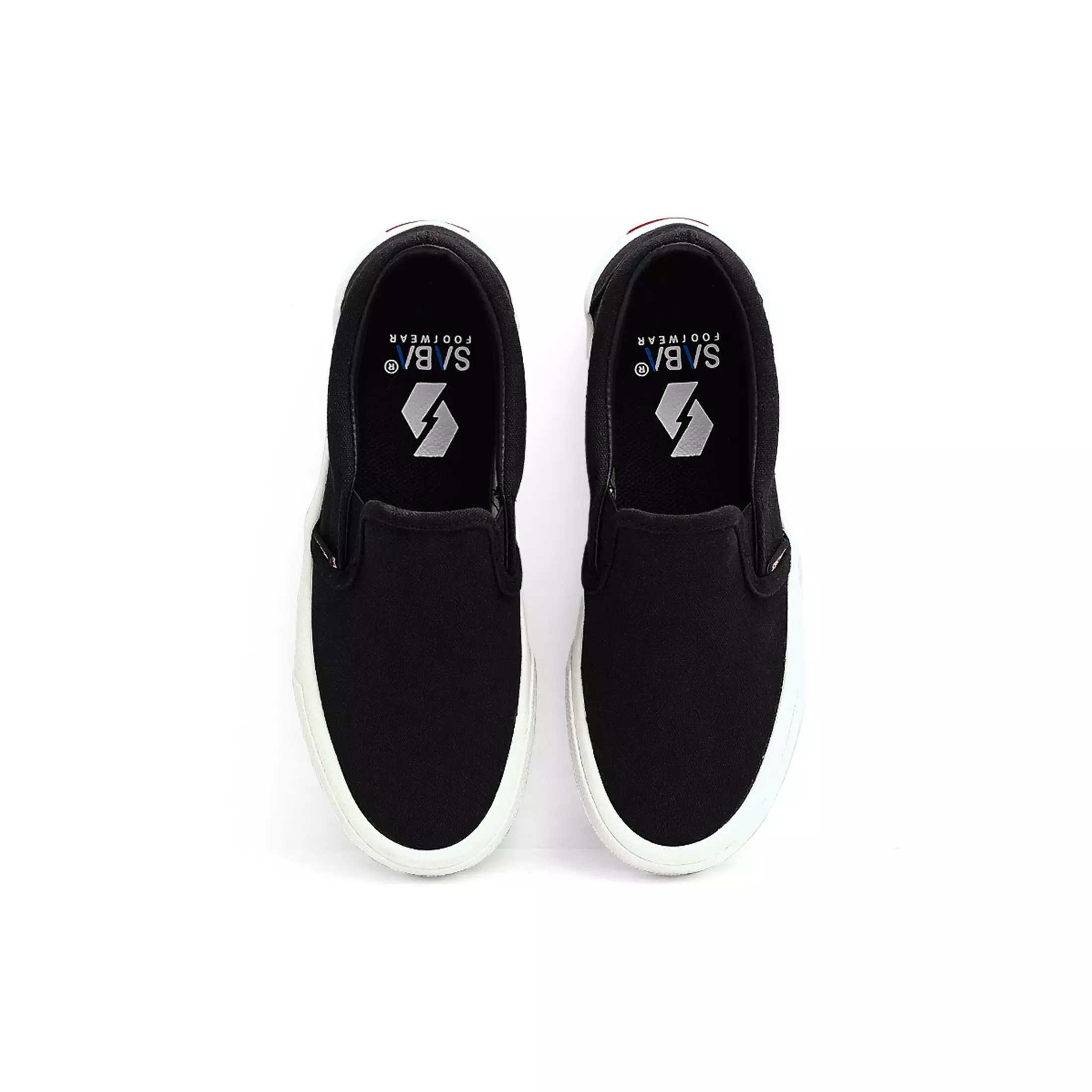 SABA Vintage Slip On ALL Black White - Sepatu Sneakers Casual Pria Wanita