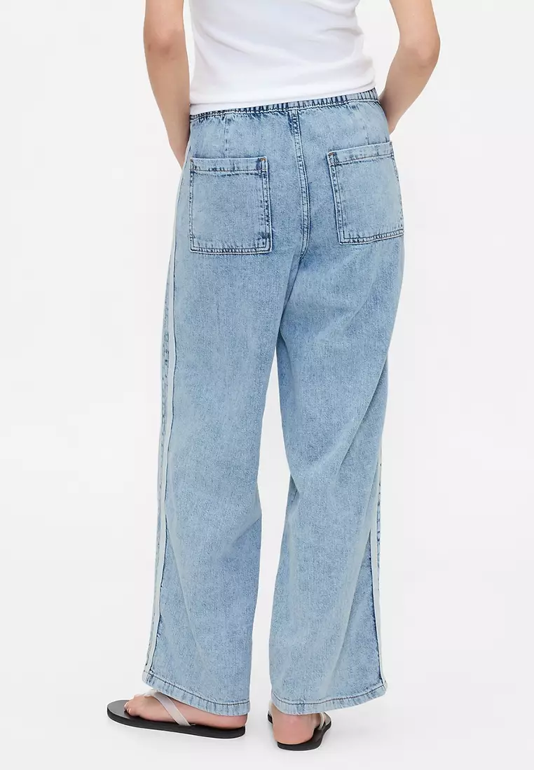 Wide Leg Jeans with Side Stripe