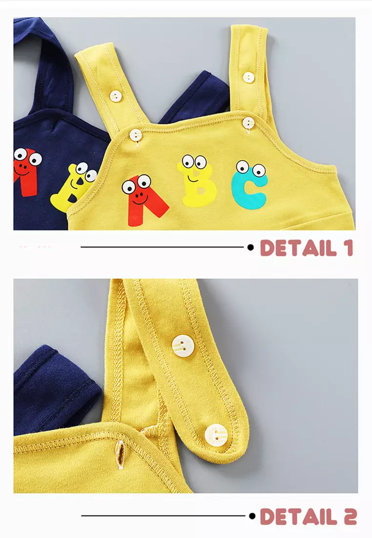 Overall Bayi Jumpsuit Singlet Anak Unisex Romper Celana Panjang Motif ABC Import 4235 Venrz Navy