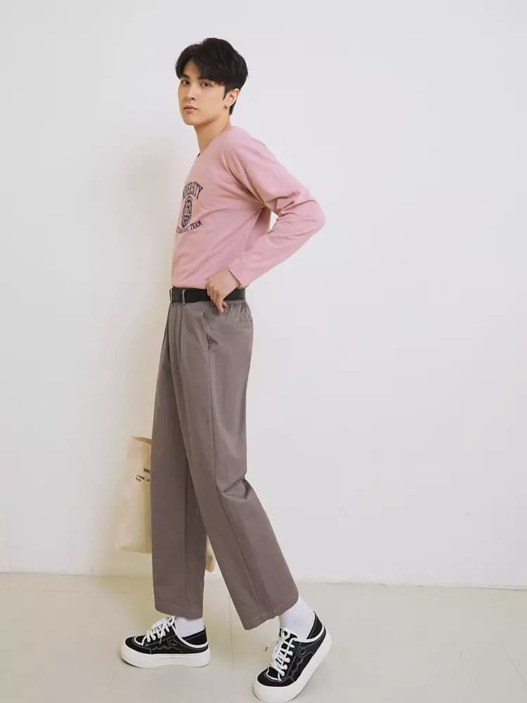 Pure Cotton Straight Casual Pants [KL1445]