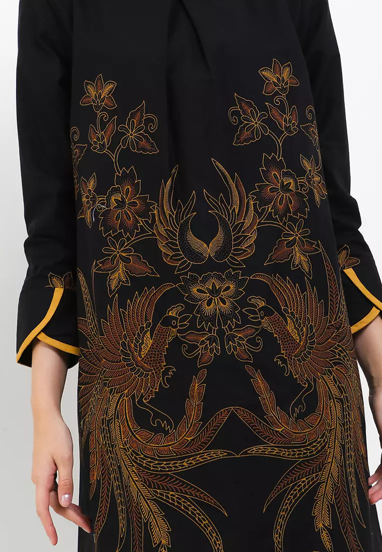 Tunik Muslim Atasan Wanita Batik Premium Zarina Black