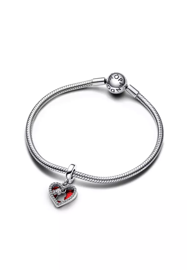 Red Heart & Keyhole Double Dangle Charm