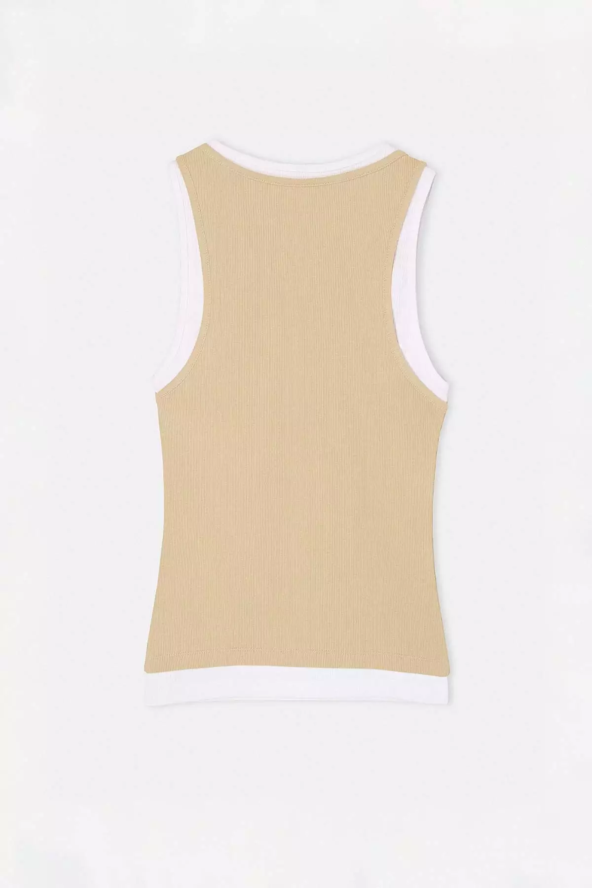 Wardrobe Essentials-Beige Double Layer Fitted/Sleeveless Stretch Knit Undershirt Twoss26Al9