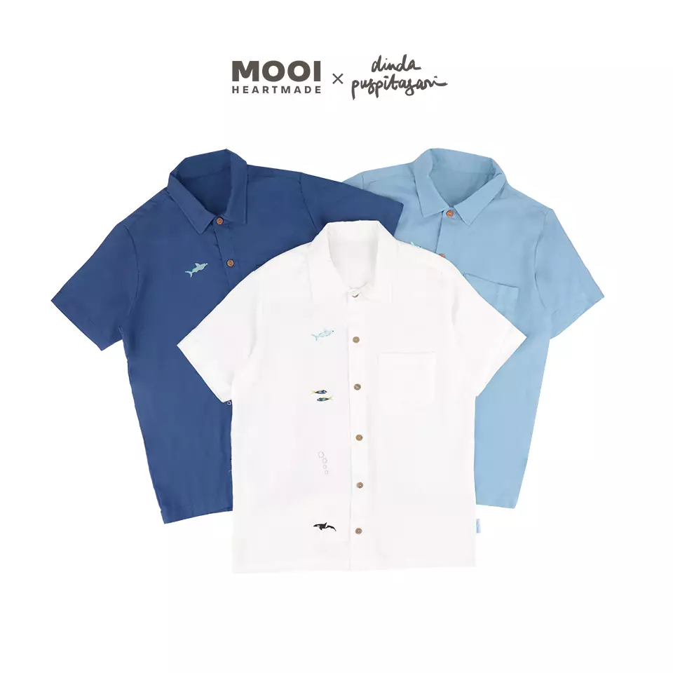 Mooi X Dinda Puspitasari Kemeja Dewasa Nolan Pocket Shirt Adult - Classic Blue
