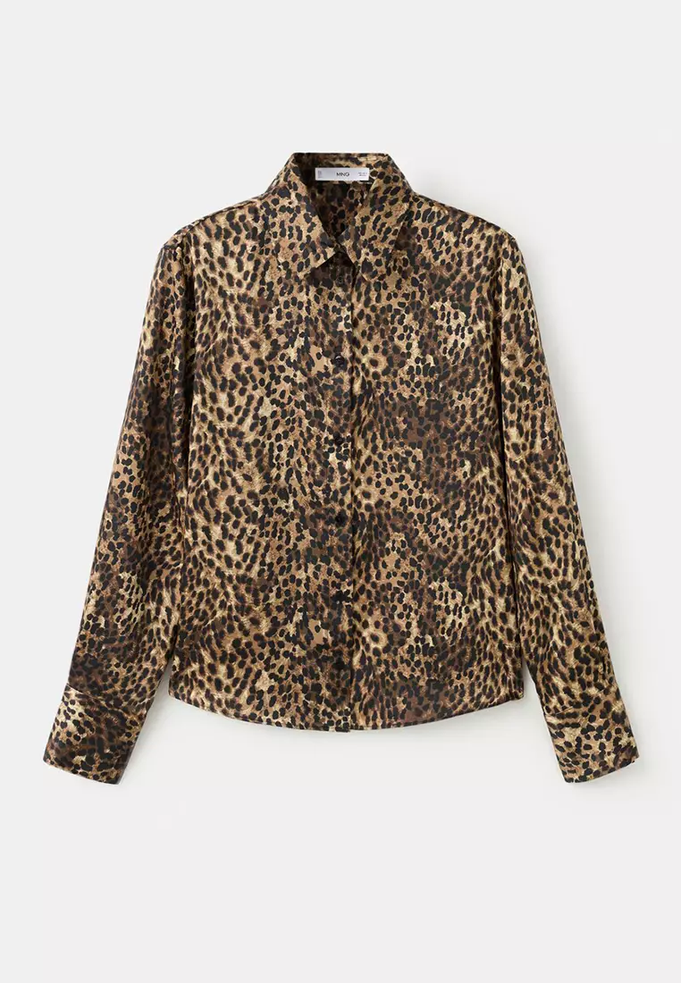 Leopard-Print Satin Shirt