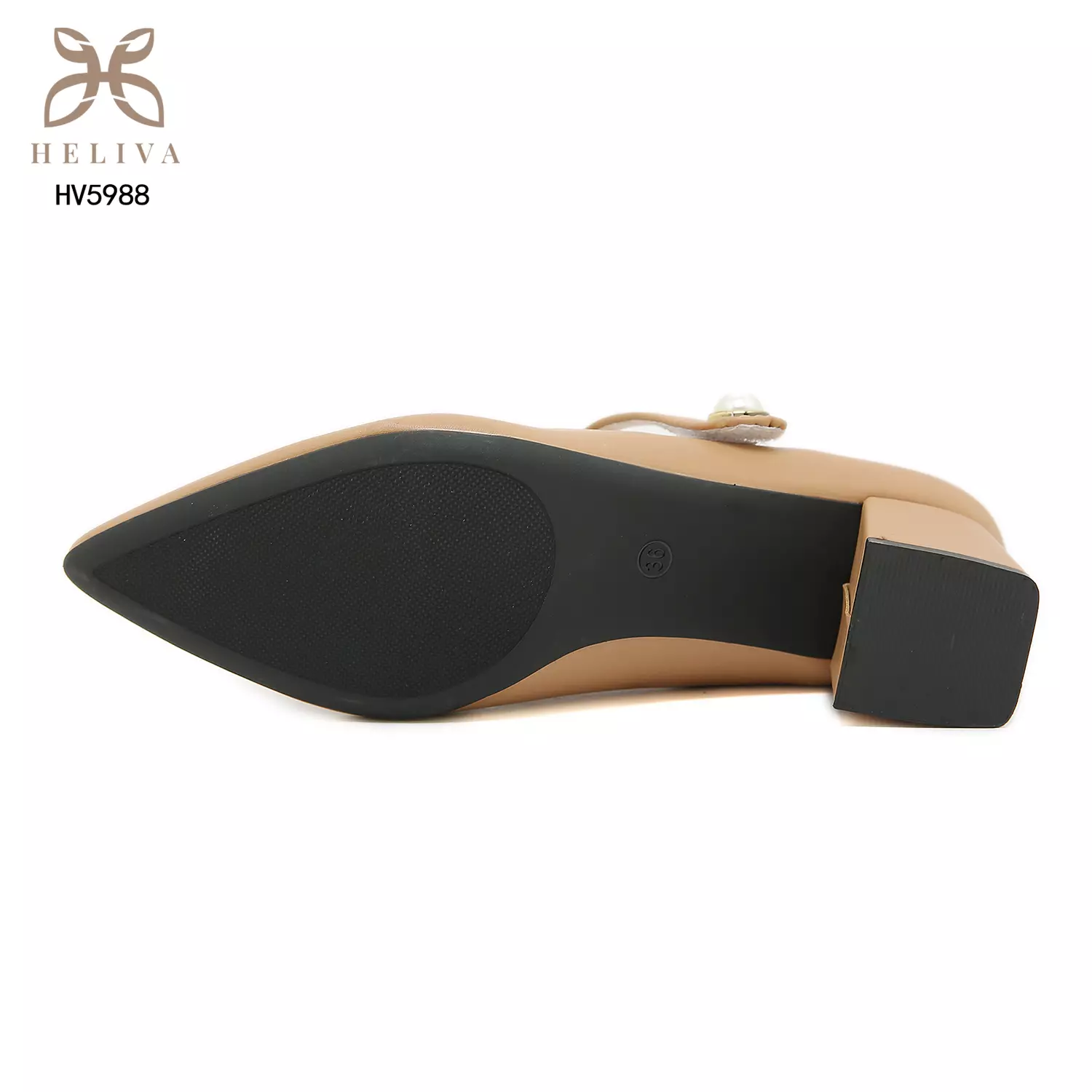 Heliva Reine Women Shoes Heels Chungky Strap Velcro Accessories Pearl 5cm HV5988