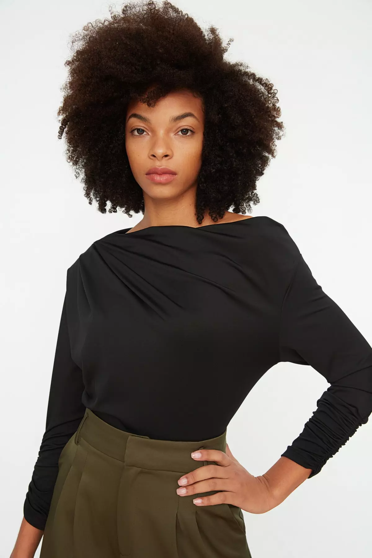 Boat Collar Flowy Knitted Blouse