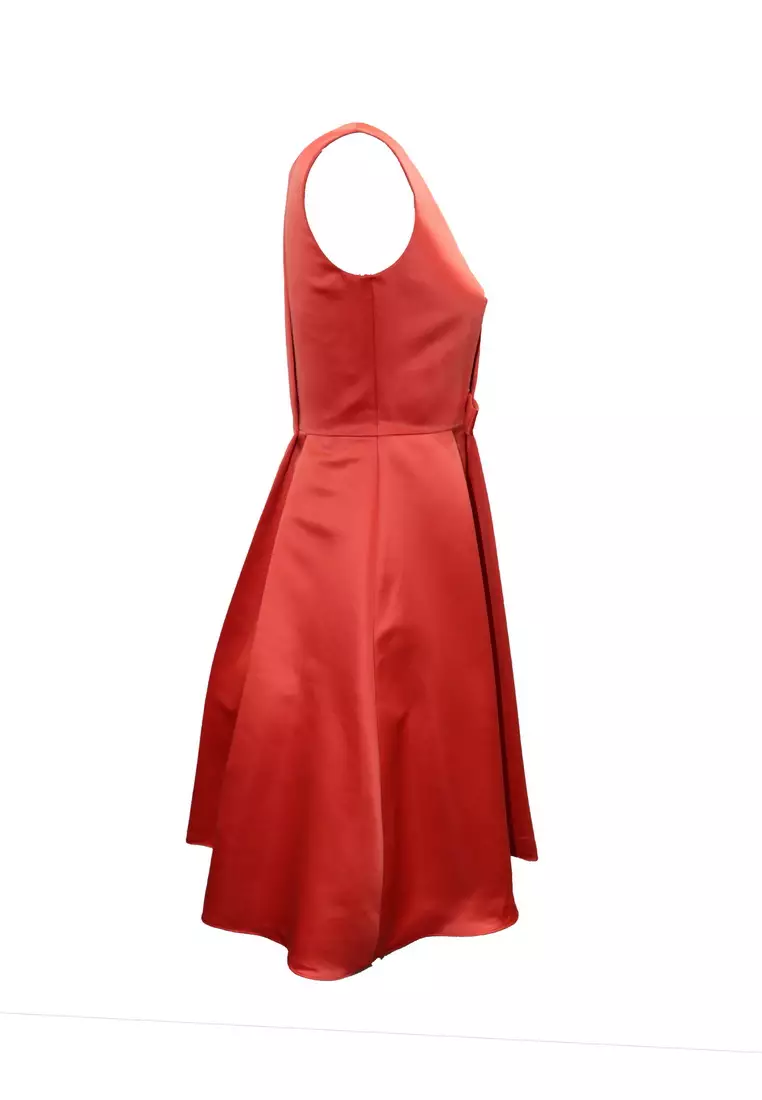 迷人色丁V領蝴蝶結晚禮服