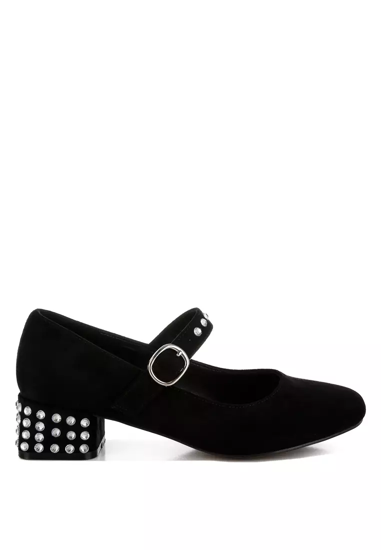 Studded Mary Jane Pumps In Black