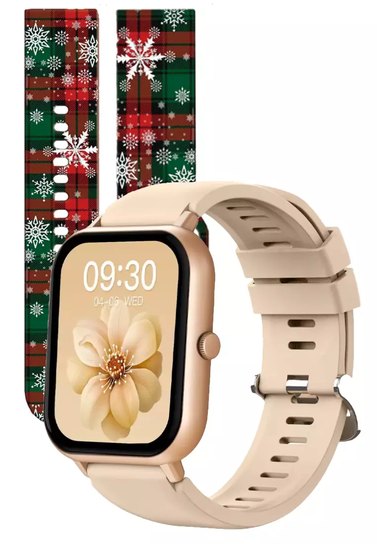 黑色星期五 / 網路星期一 - 聖誕節特別限量系列 IOS/Android 黑色智慧手錶配 2 條橡膠錶帶