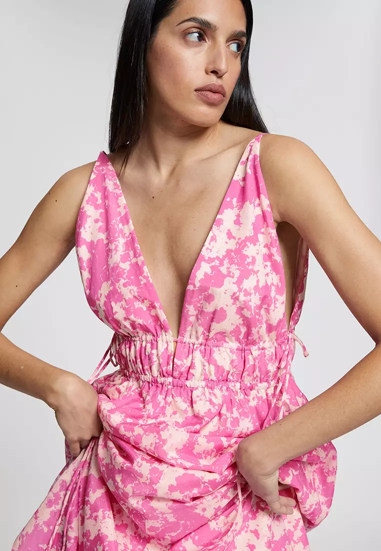 Tie-Detailed V-Cut Dress