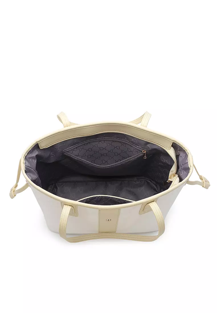 Women's Monogram Tote Bag / Shoulder Bag (Tas Tote Wanita / Tas Bahu Wanita) - Putih