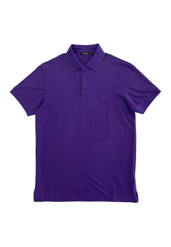HOM purple Pima Polo Contrast Back Side Collar- Purple 1F078AAB016903GS_1