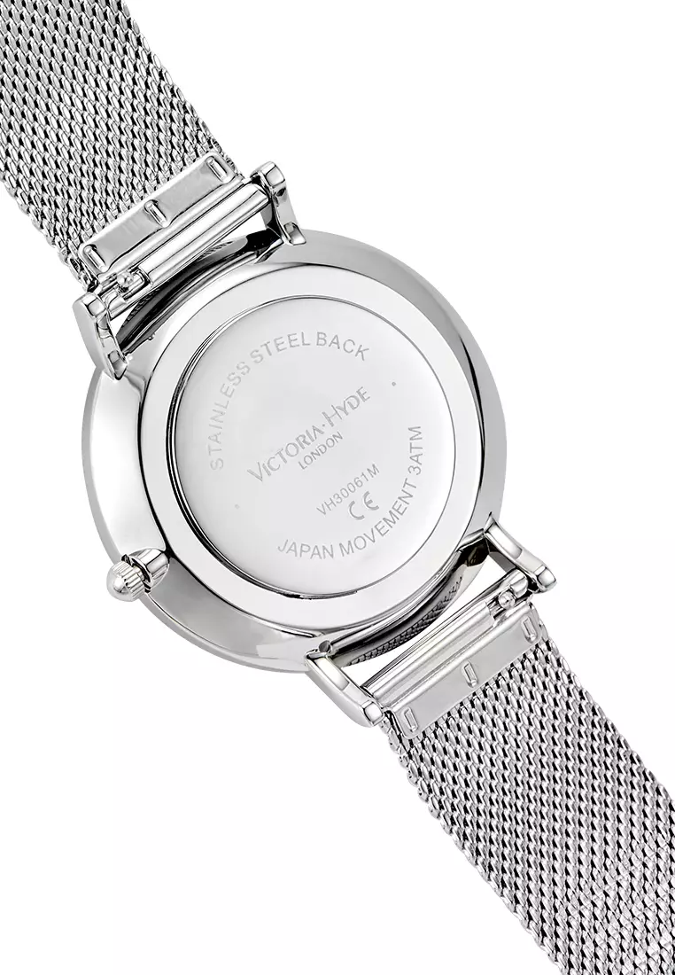 Men Watch 38.2mm Simple Business Silver Stainless Steel Mesh Strap And Case Blue Dia-Silver