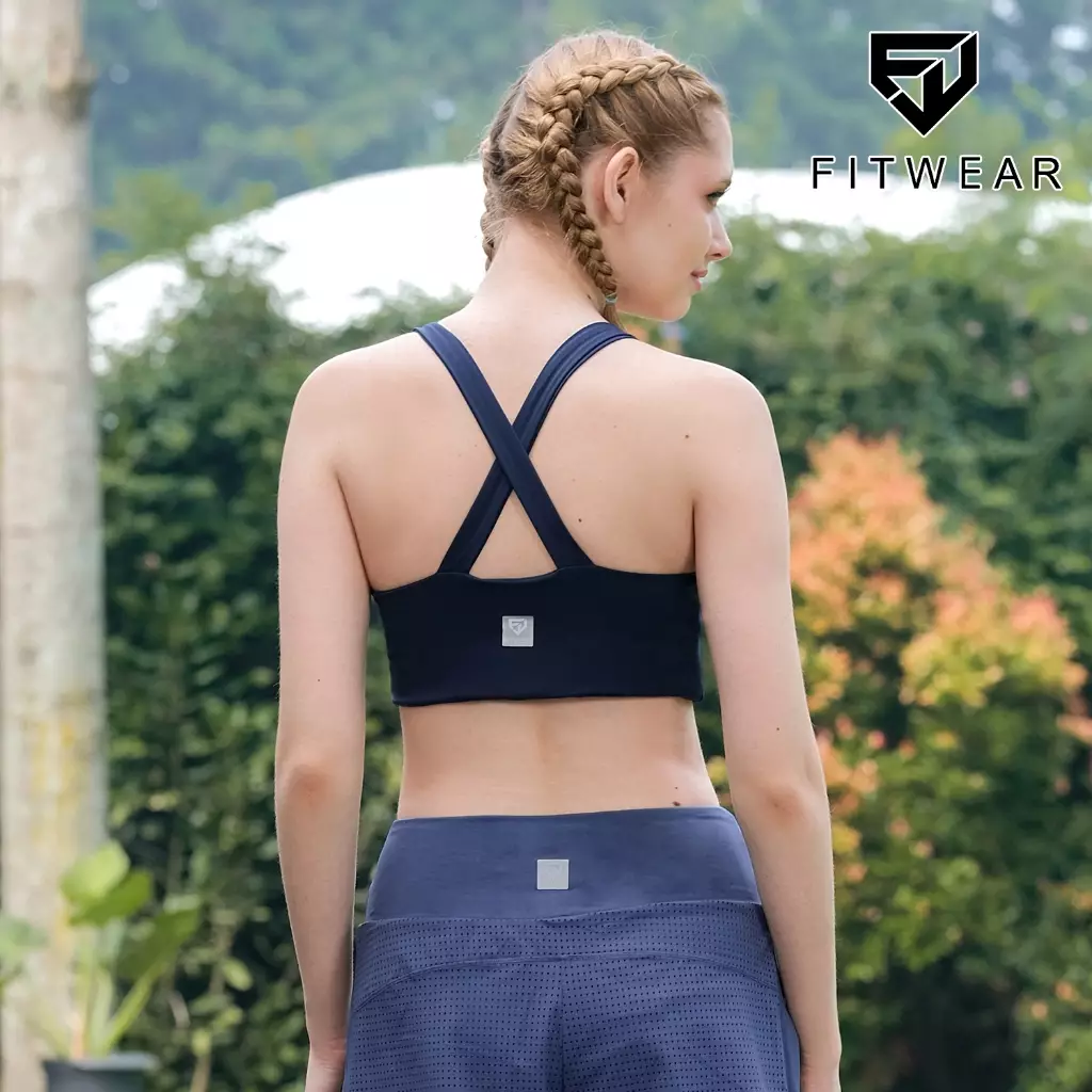 Fitwear - Sportbra Olahraga Wanita ANASTASIA [CROSS PLAIN] - NAVY