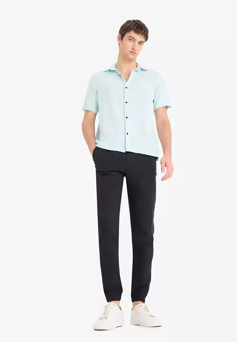 Slim Fit Waist Lace-Up Gabardine Trousers