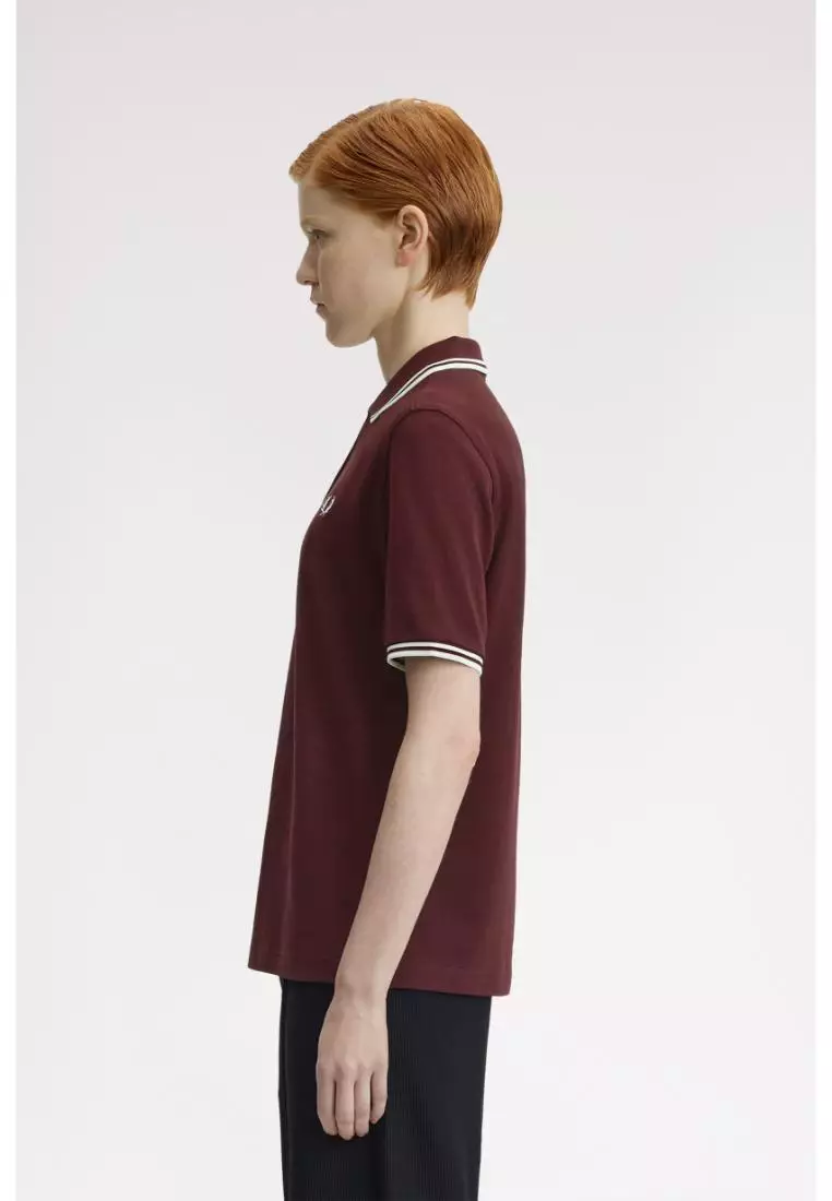 Fred Perry G3600 Twin Tipped Fred Perry Shirt (Oxblood / Ecru / Ecru)