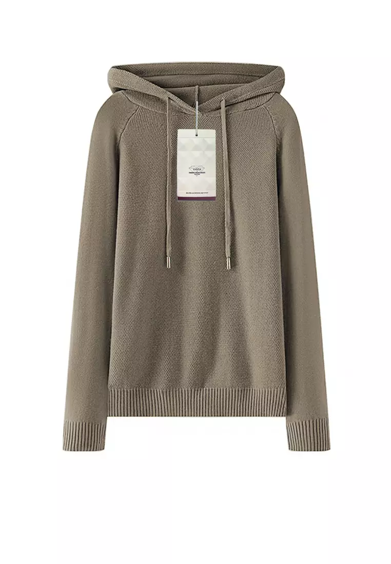 VANSASolid Color Hooded Knitted Sweater VCW-Kw-05232