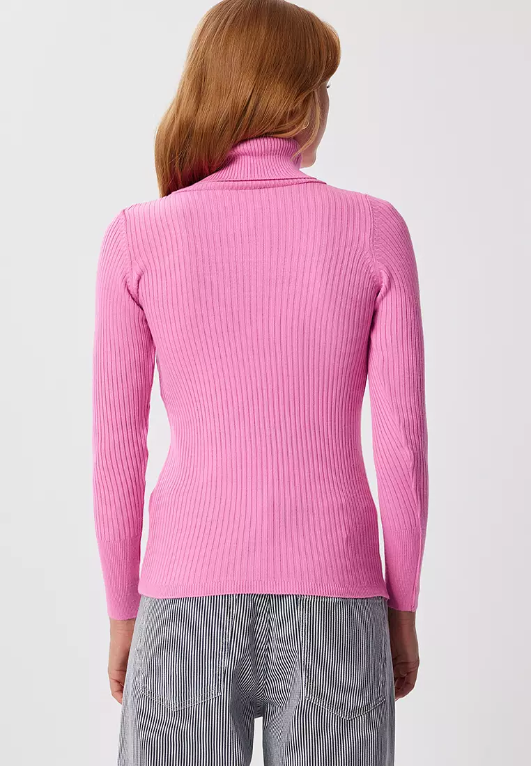 Turtleneck Ribbed Lycra Sweater
