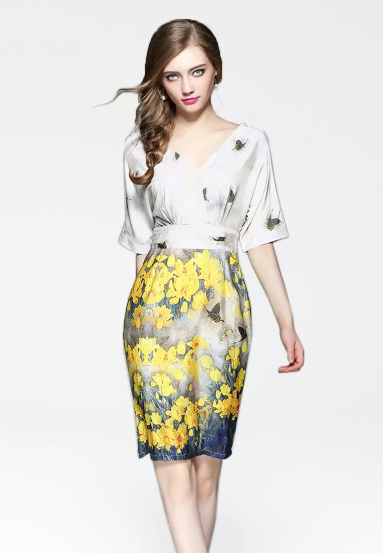 Floral design store one piece dress
