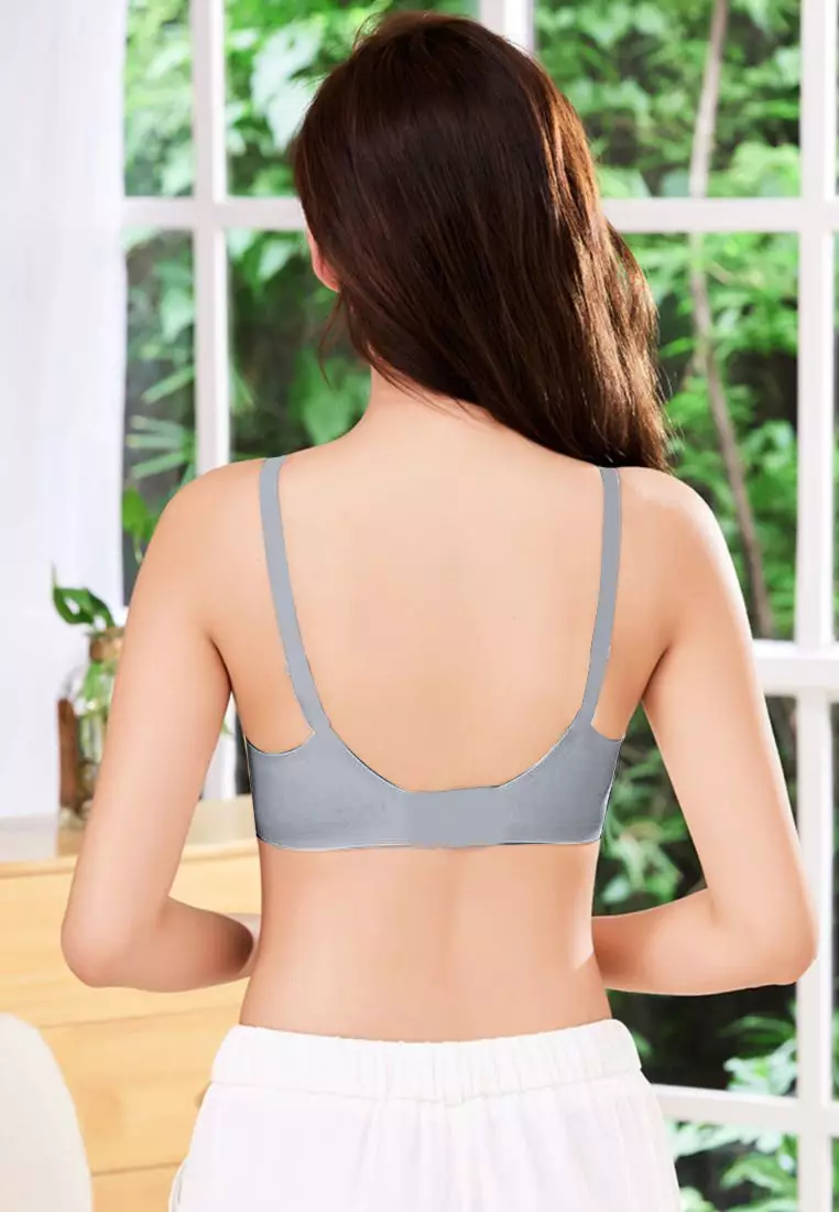 Premium Olivia Seamless Wireless Paded Push Up Bra in Blue