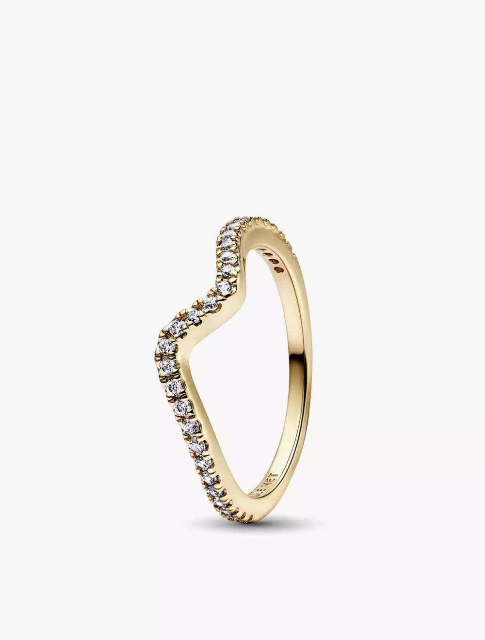 Wave 14k gold-plated ring with clear cubic zirconia