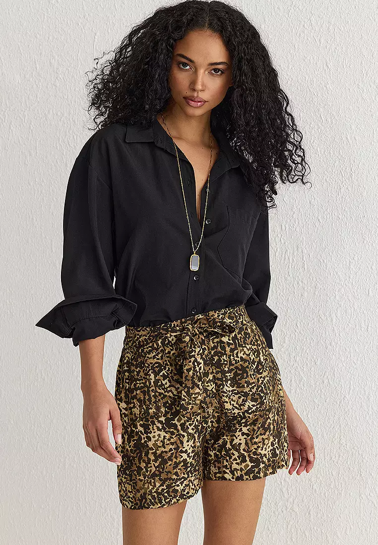 Belted Leopard Shorts
