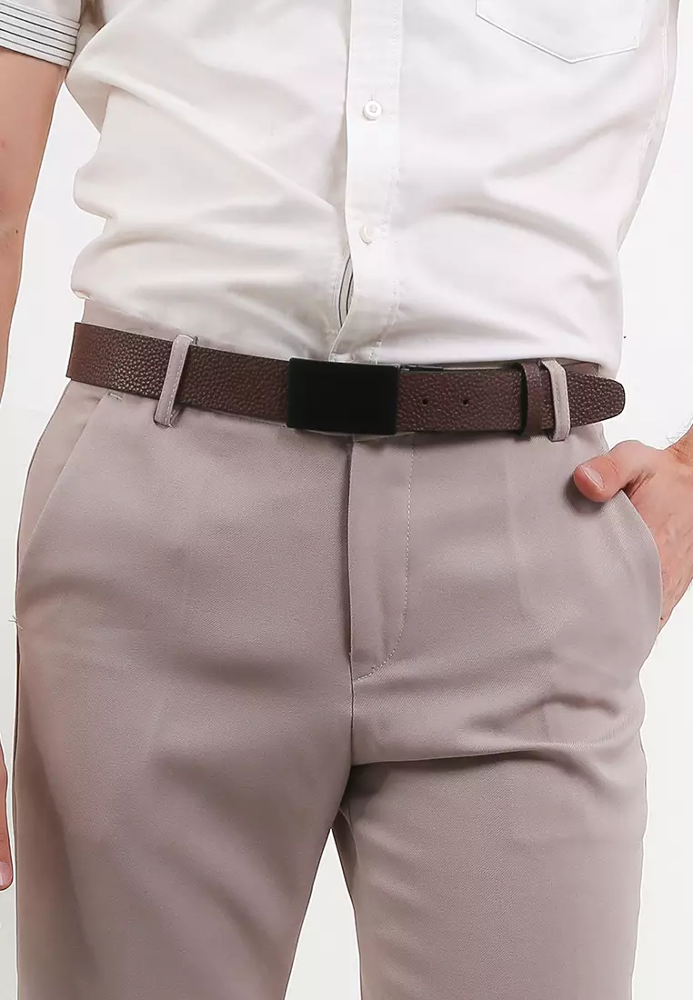 Admiral Plate Buckle Reversible Top Grain Leather Belt