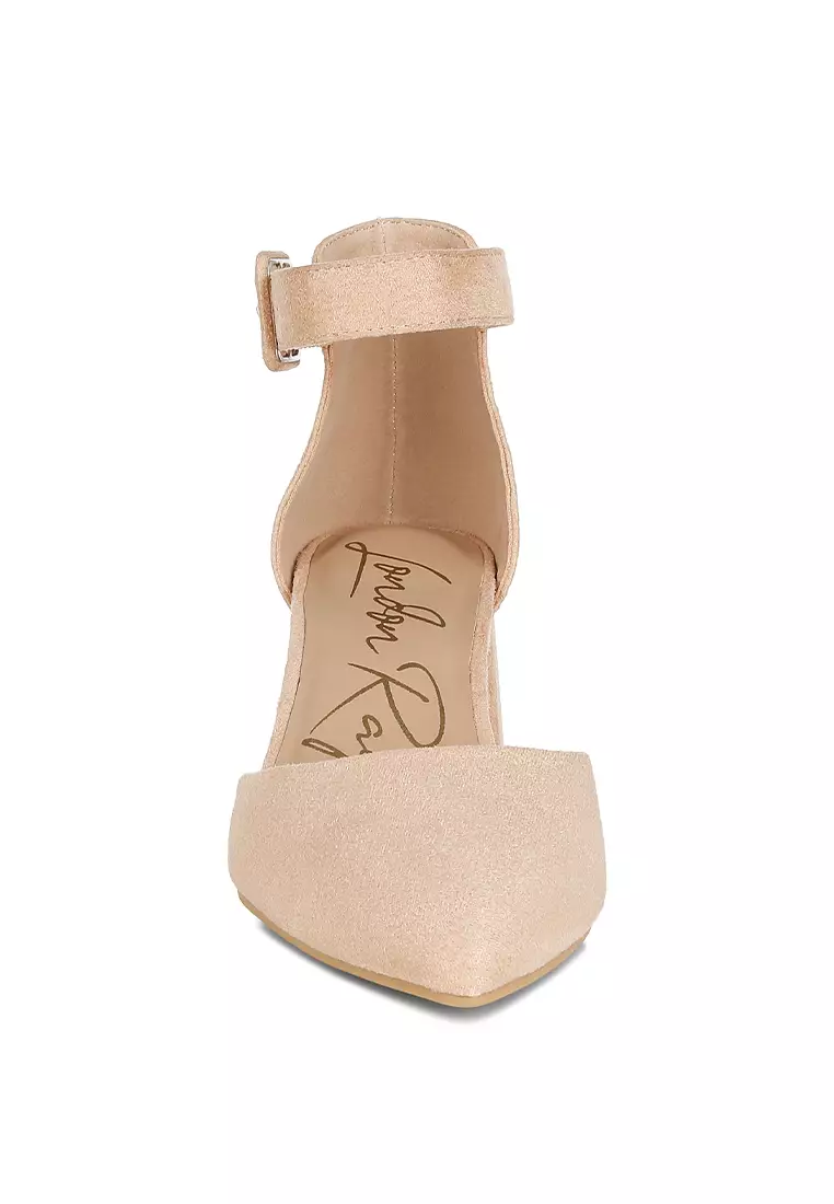 Sandal Santai Bertumit Sedang Warna Beige