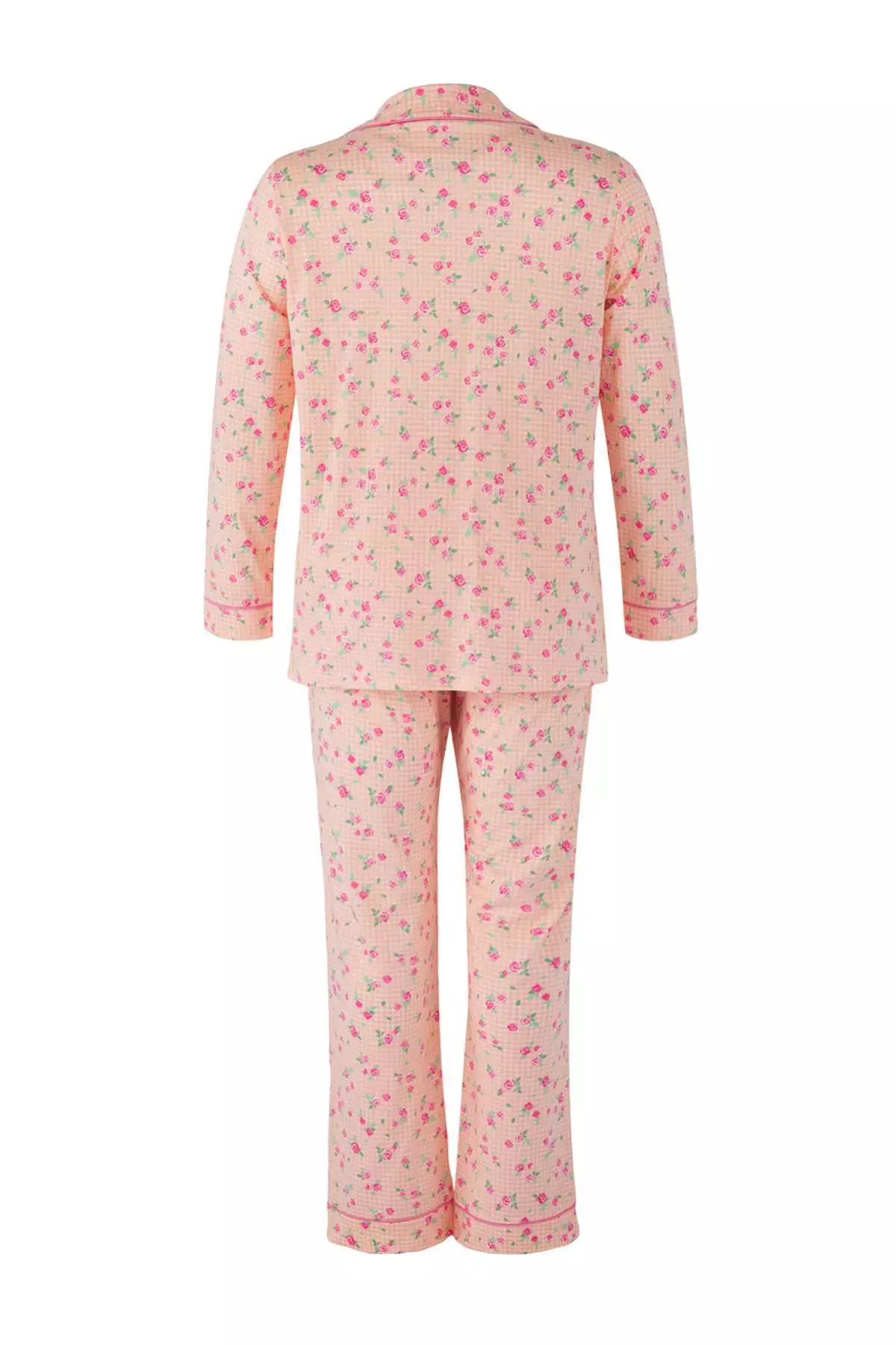 Pink 100% Cotton Floral Knitted Pajama Set Tbbaw26Ai00007