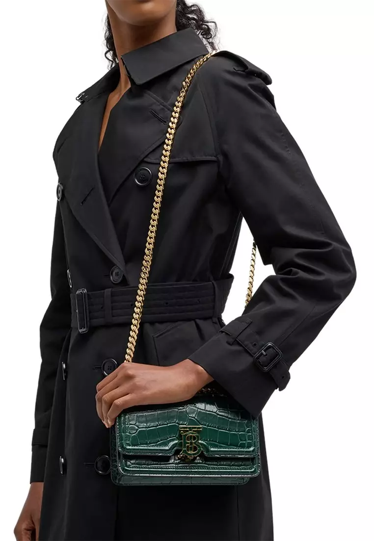 Mini TB Crossbody Bag in Dark Viridian Green
