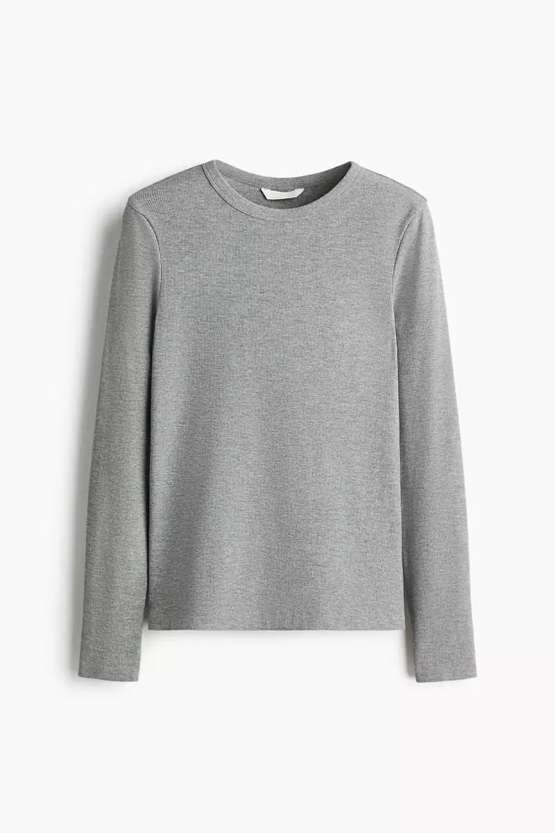 Ribbed cotton-blend top
