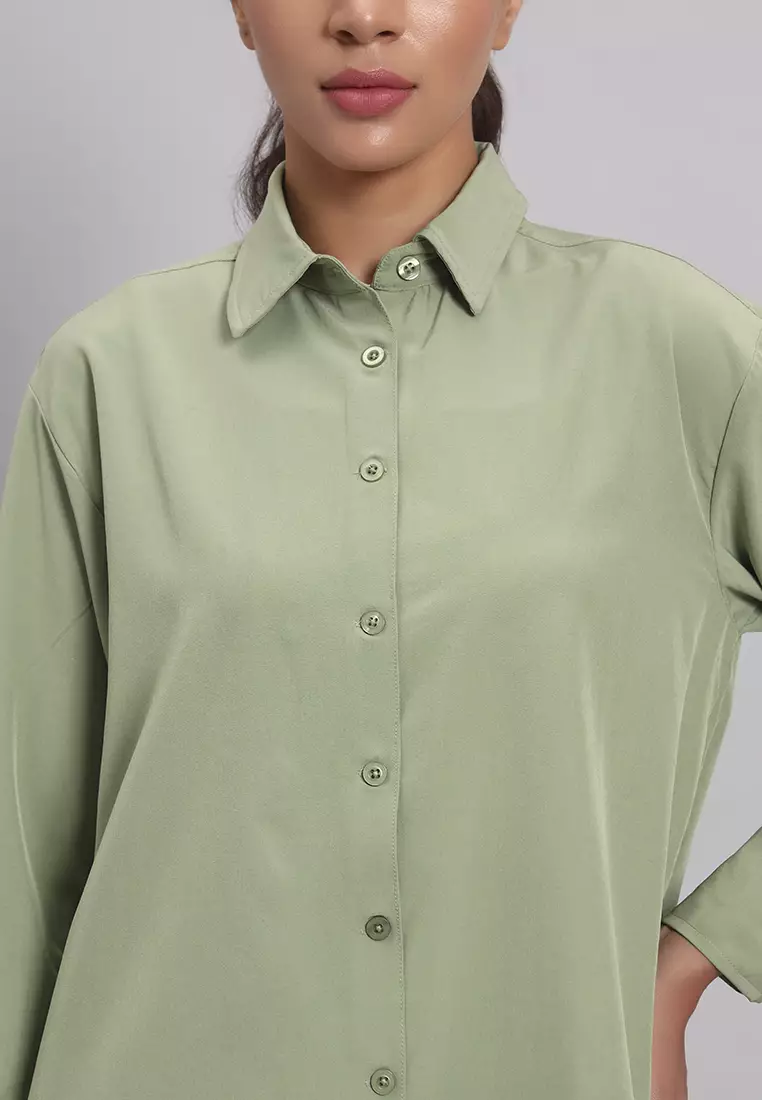 Women's SyncEase Oversized Green Shirt