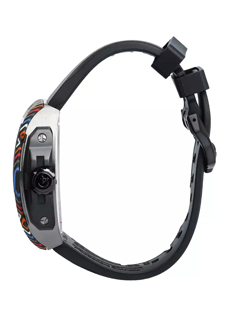 Jam Tangan Pria Alexandre Christie Automatic 6608 MAREPBANV - Carbon Fiber - FKM Strap