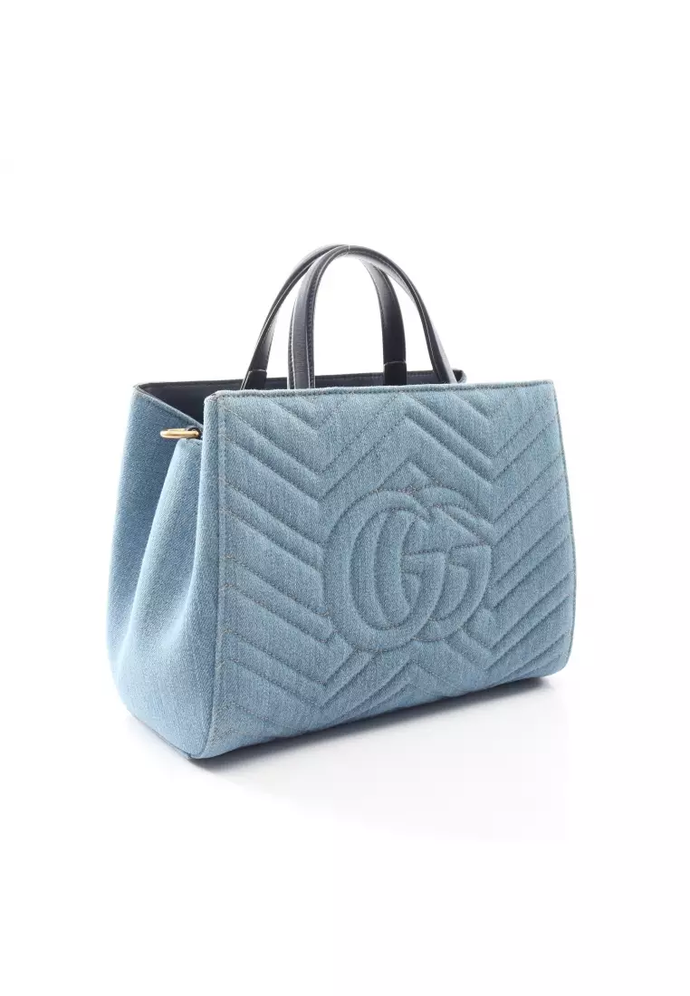 GUCCI-Abbey-Denim-Leather-Hand-Bag-Boston-Bag-Blue-130942 – dct