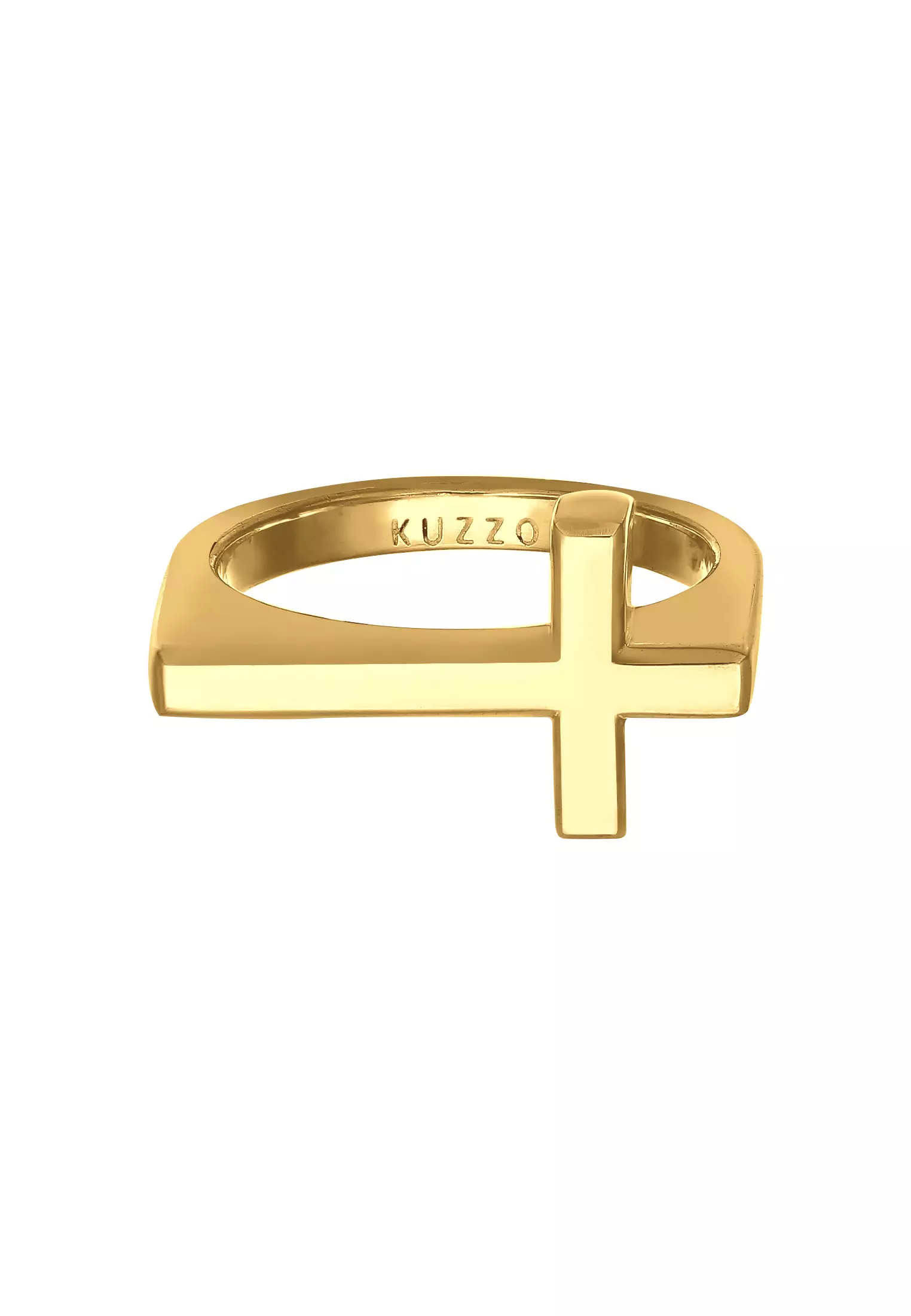 Ring Men Cross Symbol Modern Plain Gold Plated