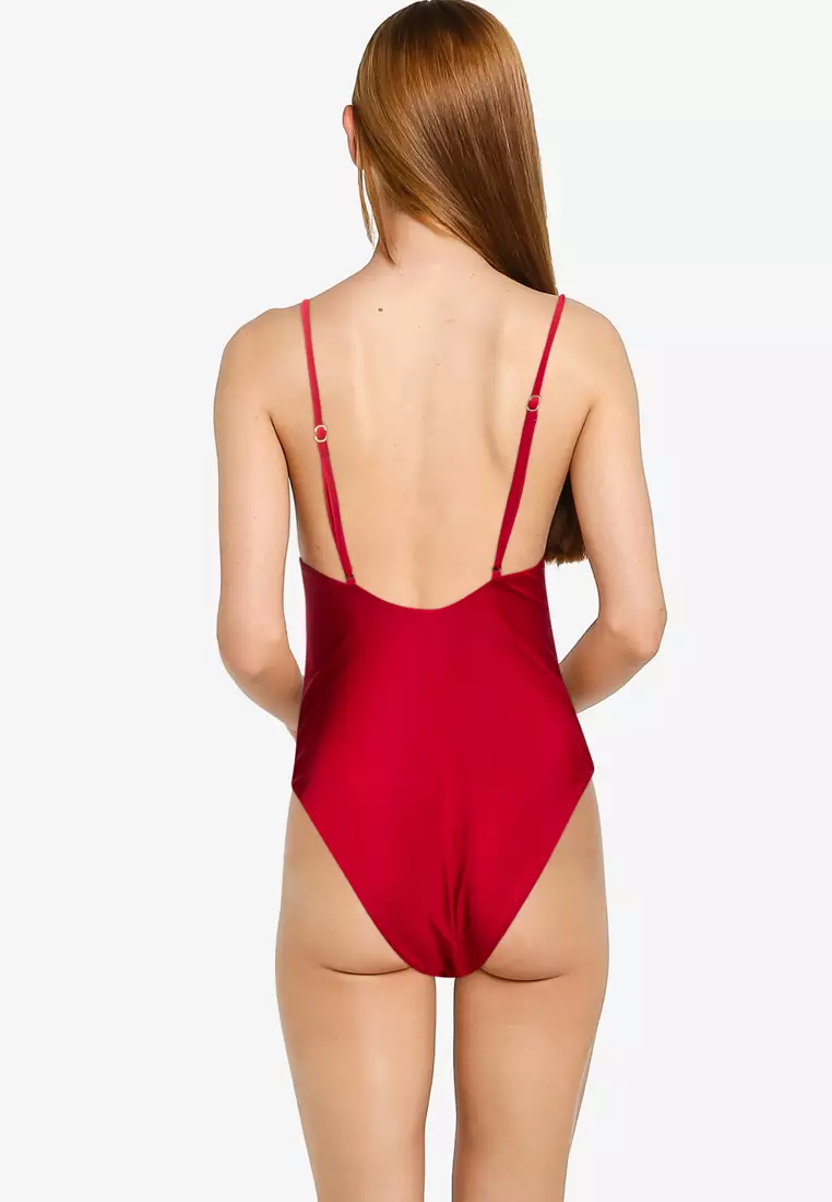Thin Strap V Neck One Piece Cheeky