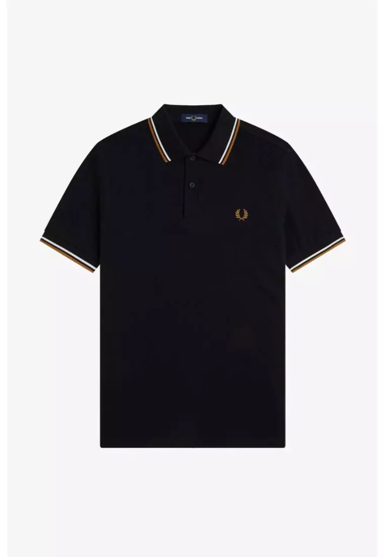 Fred Perry M3600 Twin Tipped Fred Perry Shirt (Black / Ecru / Dark Caramel)