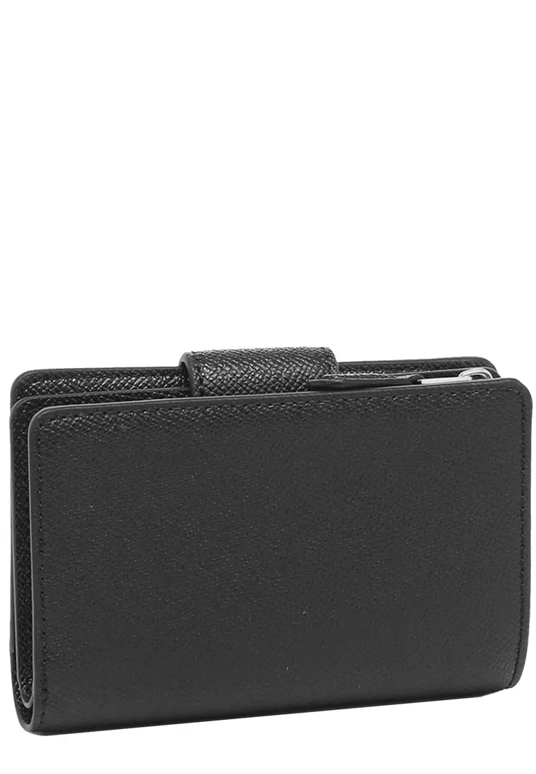Medium Corner Zip Wallet in Black/ Silver 6390