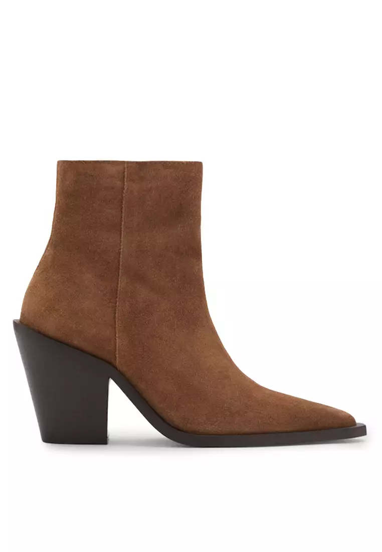Discount on Mango  shoes - SKU: Heel Suede Ankle Boots