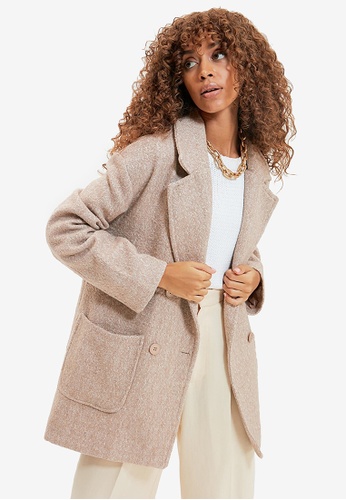 Trendyol brown Oversize Button Closure Stamp Coat E1BE0AA716D82CGS_1