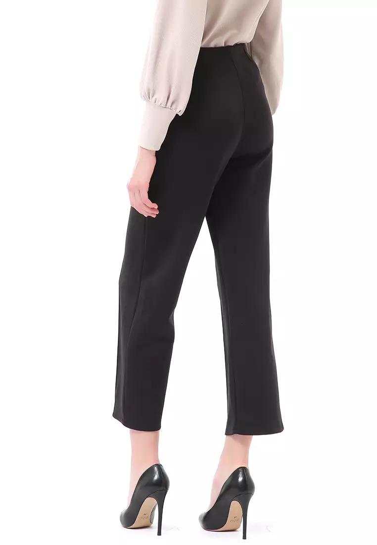 Stella Celana Kerja Wanita Long Pants Kulot Simple Design Material Scuba ORIGINAL - Black