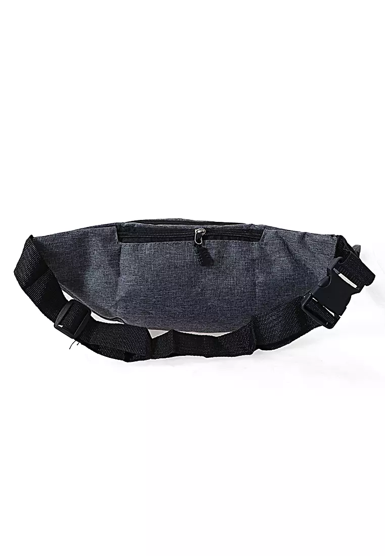 Atera Tas Pinggang Pria Waistbag Design Casual Motif Solid Material Canvas ORIGINAL - Grey