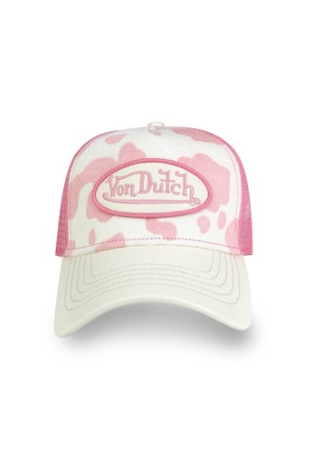 Von Dutch white and pink Von Dutch Pink Cow Print Pony Hair Trucker Cap 59341AC8CE7C57GS_1
