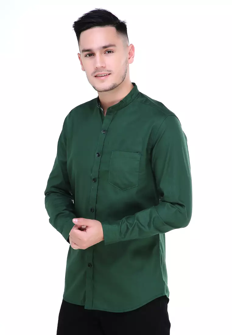 Dwan Atasan Kemeja Pria Premium Casual Formal Longsleeve Shirt Material Cotton ORIGINAL - Green
