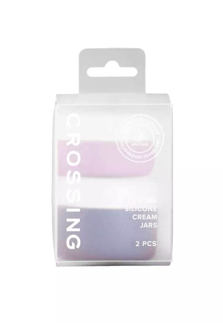 Crossing Silicone Leak Proof TSA Approved Travel Size Cream Jar 30/40 ml (2 Pack)  L.Purple/Lilac