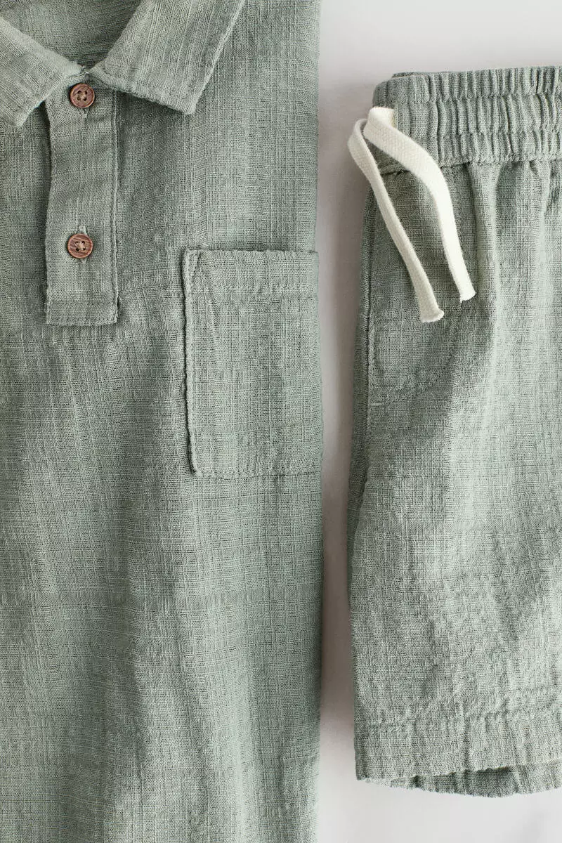 2-piece textured cotton-blend set