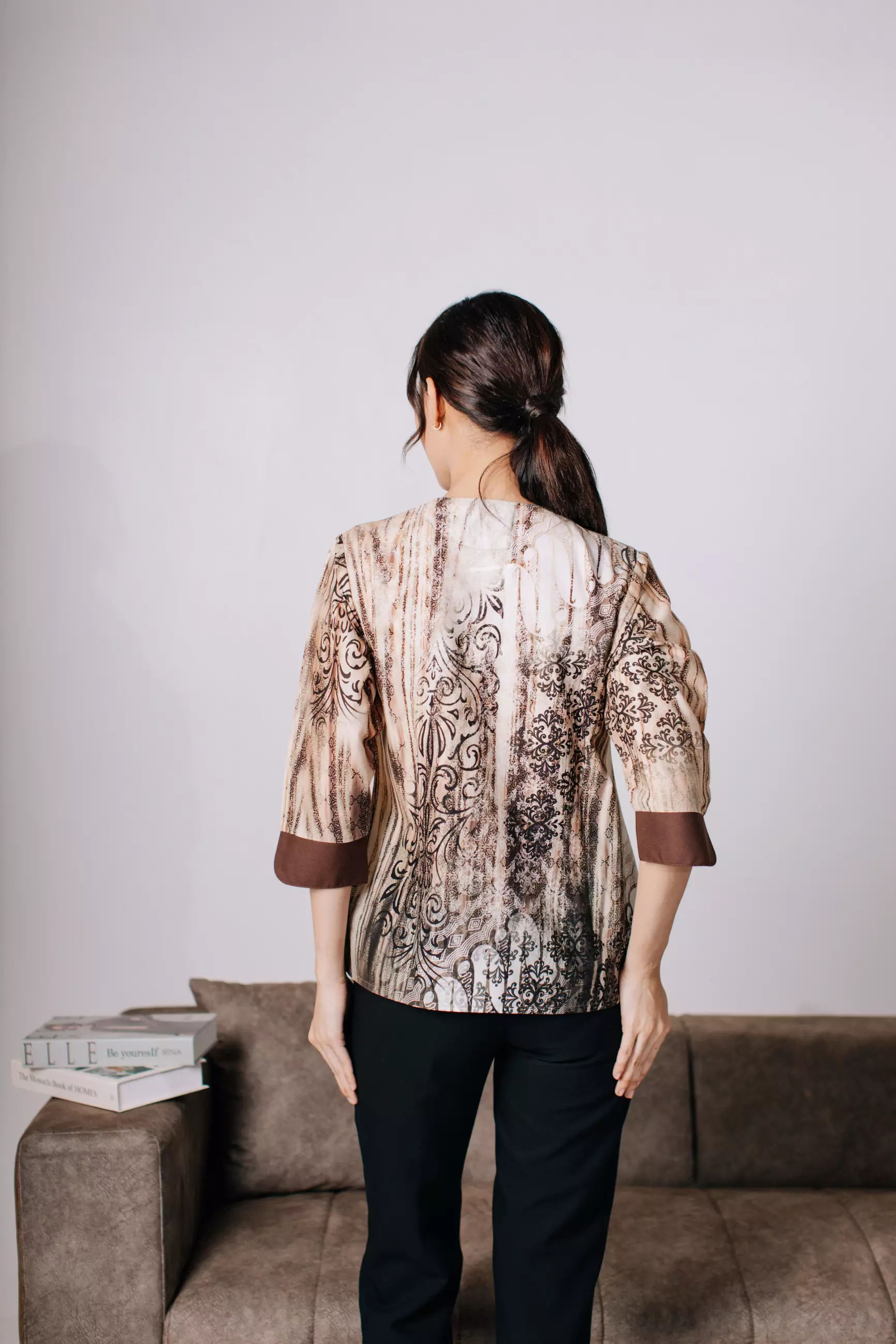 Adyatma Adira Brown Blouse Batik Wanita Katun Digital Print