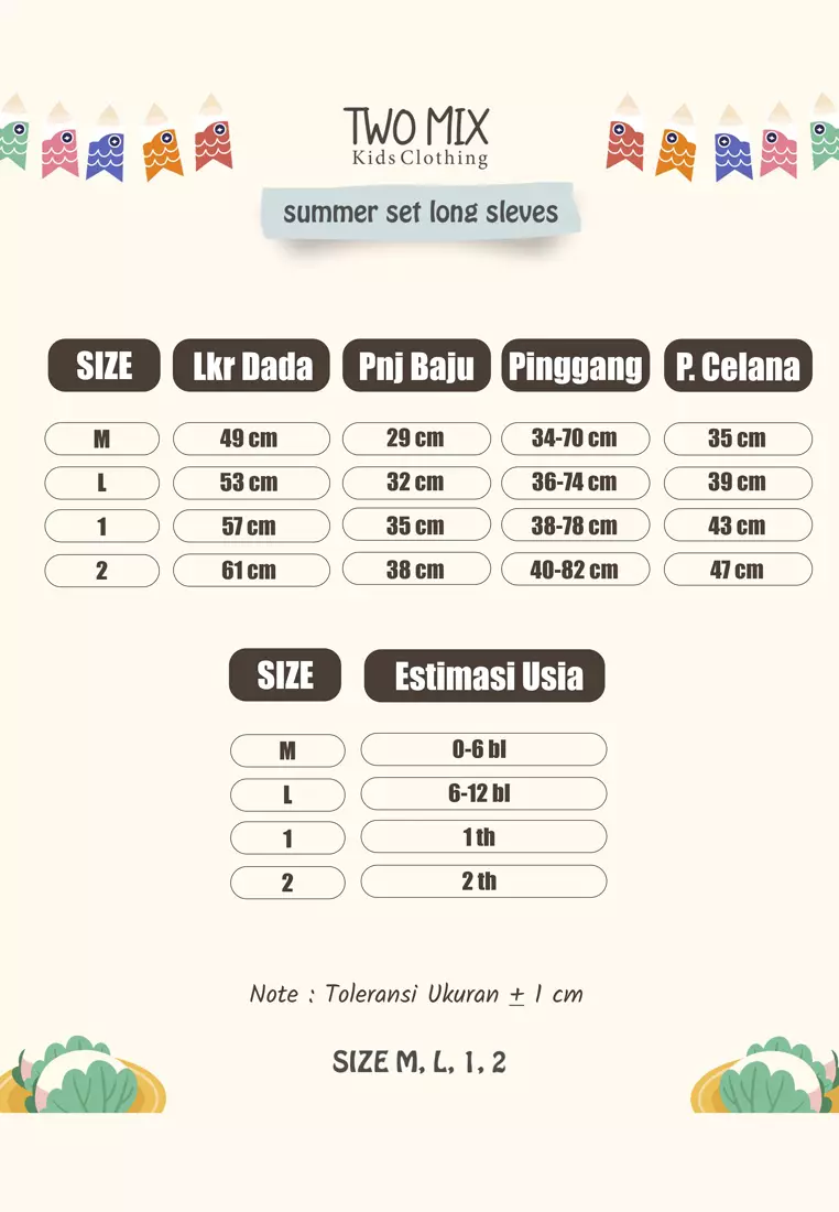 Two Mix - Setelan Baju Anak Lengan Panjang - Summer Set Long Sleeves 0-2 Tahun Hijau 4360A