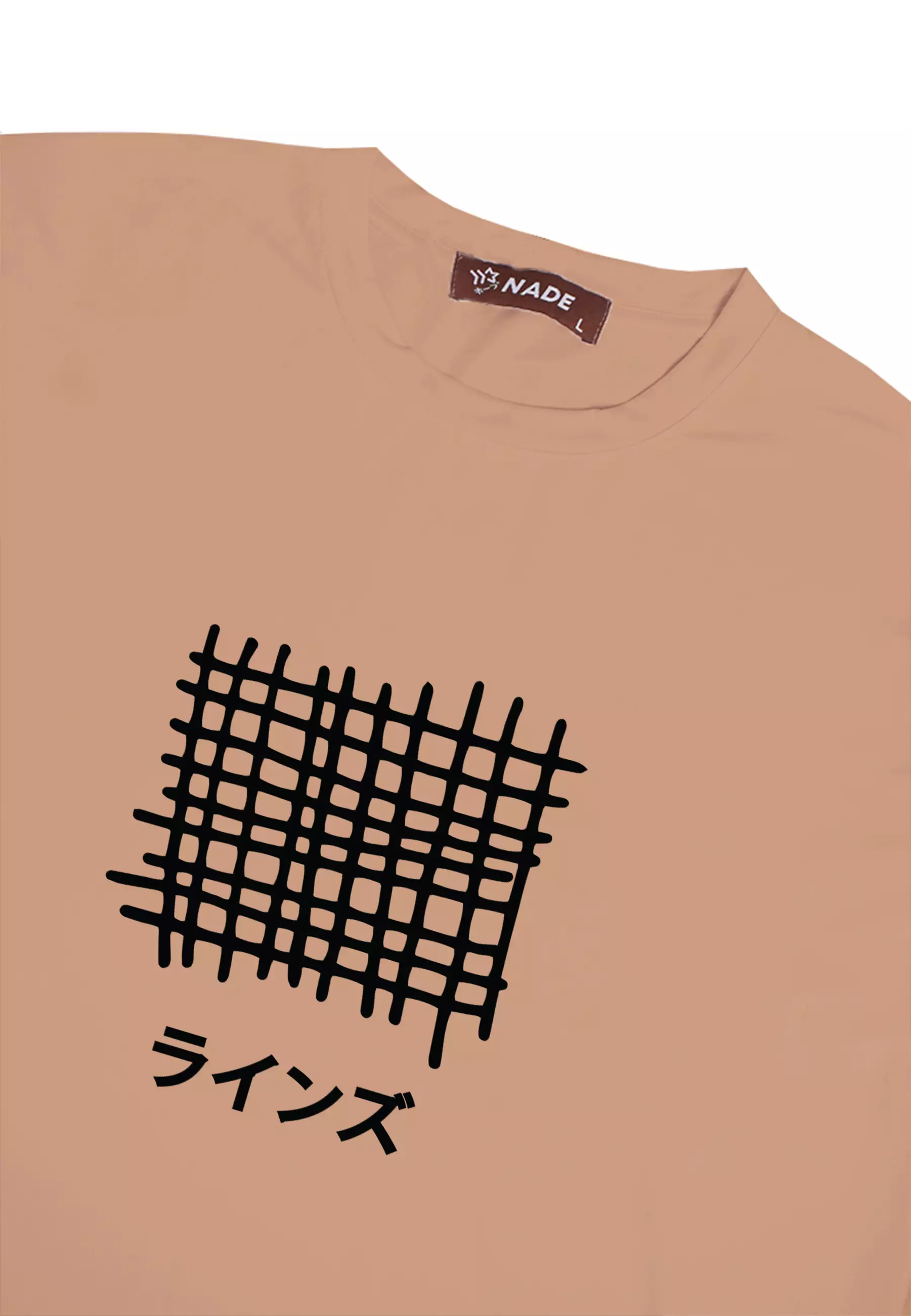 NTC73 kaos distro cowok keren branded kece lengen pendek crew nect abstrak garis khaki